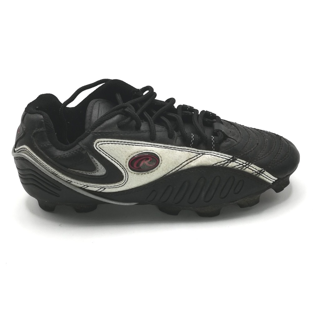Rawlings Shoes Mens Cleats Soccer Goalie Black White Faux Leather Lace Up 7.5